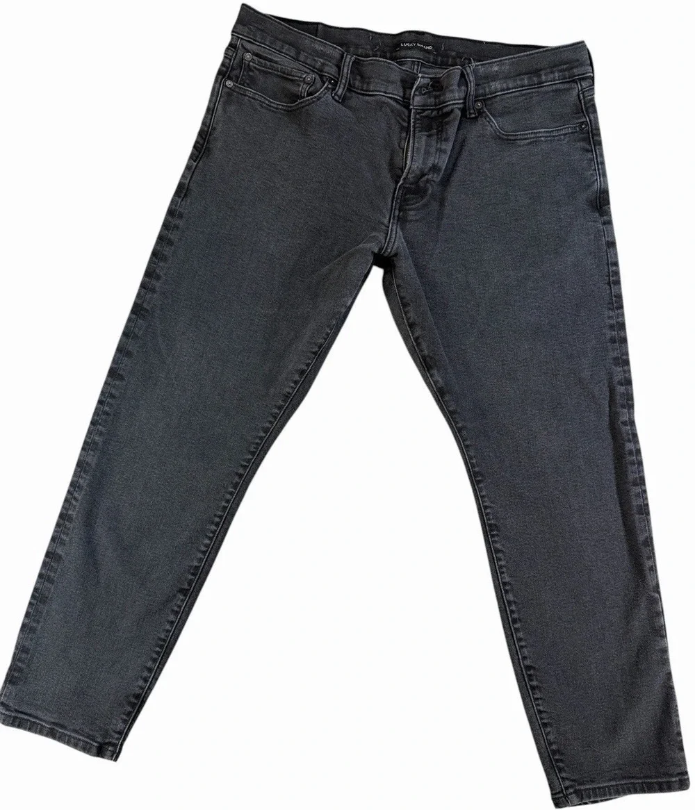 Lucky Brand 110 Slim Jeans Mens 38x30 Charcoal Gray Stretch Denim 5-Pocket